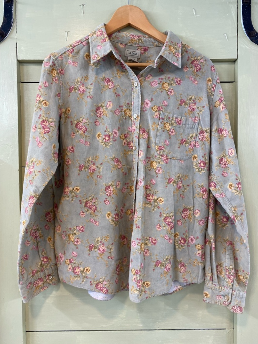 Vintage L.L. Bean Floral Corduroy Button up Shirt